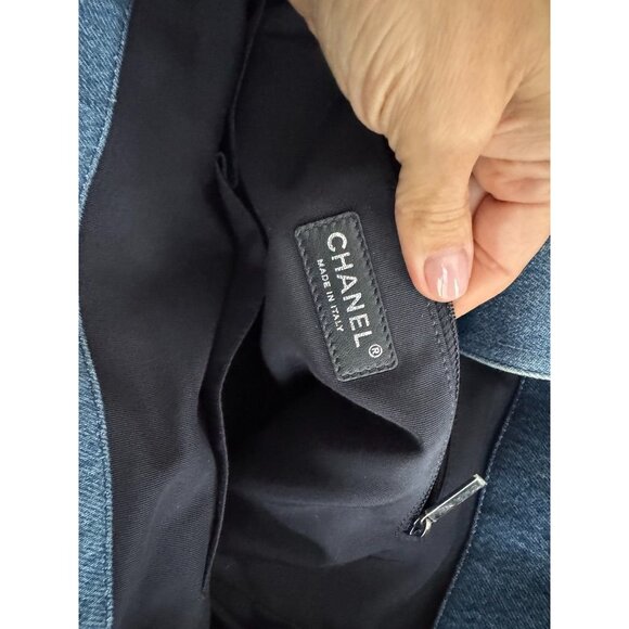 Chanel Denim Fringe Large Shopping Tote Blue - Picture 10 of 11